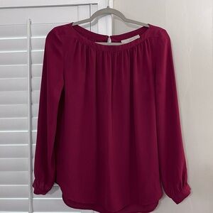 Loft medium petite top deep maroon color